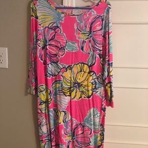 Lilly Pulitzer Dress 3/4 Sleeve Large Neon Pink